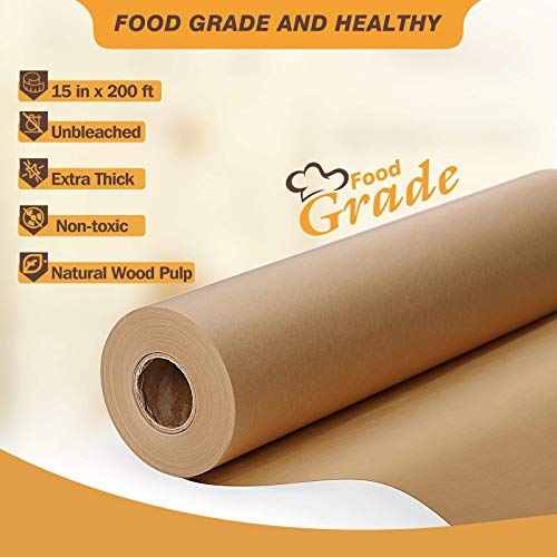 Unbleached Parchment Paper Roll with Cutter - 15 in x 200 ft (250 Sq Ft)