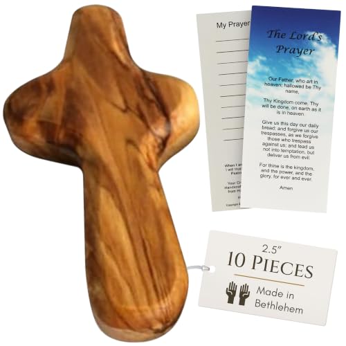 Handcrafted Olive Wood Pocket Cross - 2.5 Inch Comfort Prayer Cross