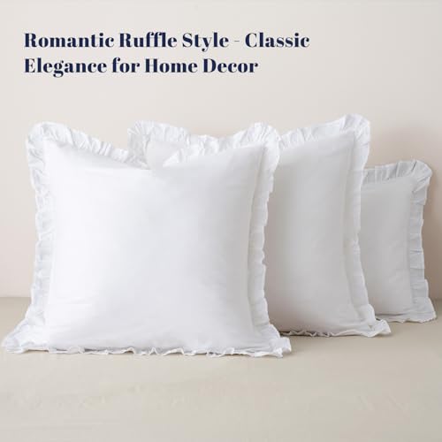Washed Cotton Euro Sham Set with Ruffle, 26x26 Inch, 2-Pack White