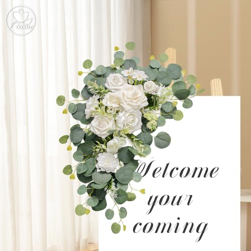 Artificial Wedding Welcome Sign Flower Swags, Set of 2 Silk Floral Decor