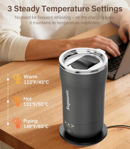 Supsonic Space Gray 14oz Heated Smart Coffee Mug with Temperature Control