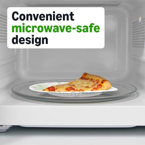 Amazon Basics Disposable Paper Plates 8.62 Inch 100 Count Microwave Safe