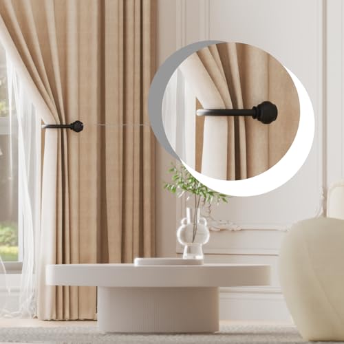 Black Metal Curtain Holdbacks - Wall-Mounted Drape Tieback Hooks (Set of 2)
