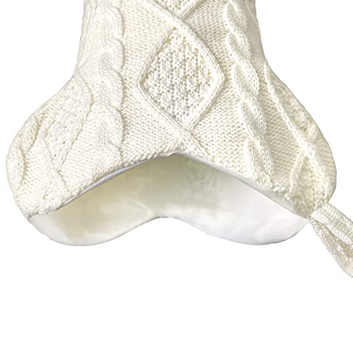 Large Bone Shape Knitted Dog Christmas Stocking - White Pet Decor