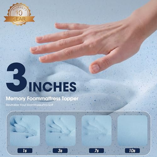 VALUXE 3-Inch Gel Memory Foam Mattress Topper - Twin XL Cooling Bed Pad