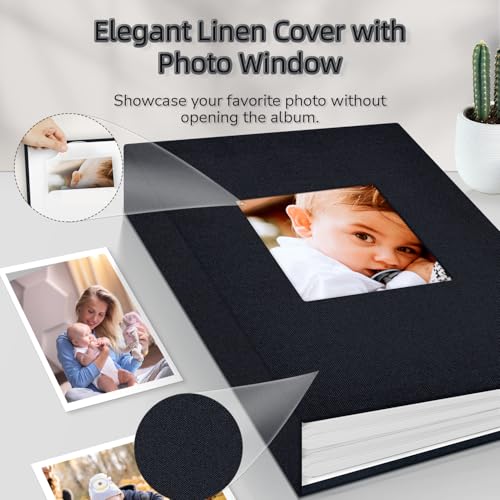 Linen 4x6 Photo Album - 300 Pocket Slip-in Picture Book for Family Memories