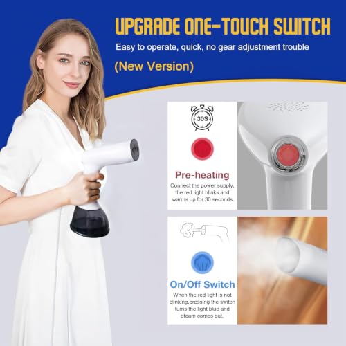 1350W Handheld Clothes Steamer, Portable Fabric Wrinkle Remover 400ML Tank