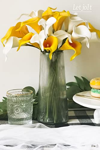 Real Touch White Artificial Calla Lily Flowers - 12 Pcs Wedding Bouquet