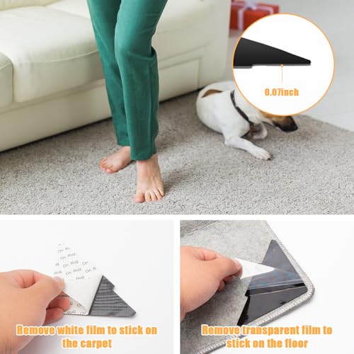 10 Pcs Non-Slip Rug Grippers, Washable Triangle Rug Tape for Hardwood Floors