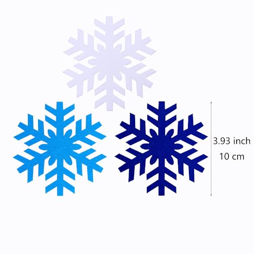 SaktopDeco 16-Pack Felt Snowflake Coasters Set – White/Blue Christmas Drink Coasters