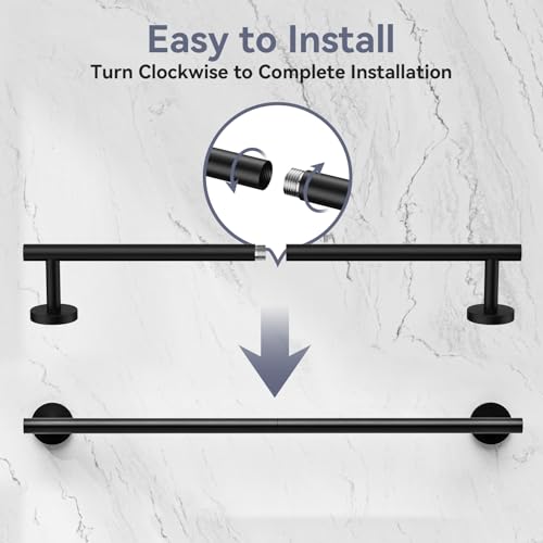 Bubxo Matte Black 24 Inch Bathroom Towel Bar - Wall Mounted SUS304 Rod
