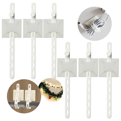 Damage-Free Adhesive Garland Hangers with Adjustable Cable Ties - 6 Pack