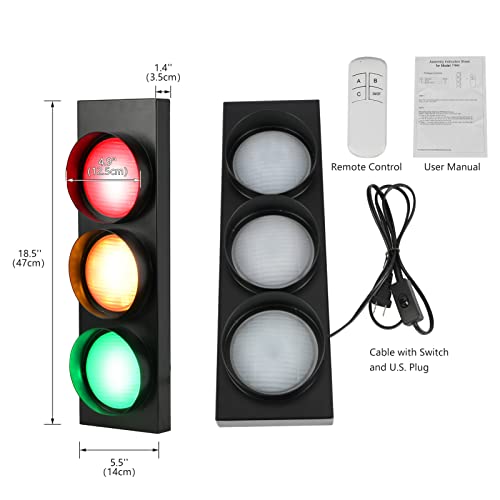 HOMIER 1-Side 3-Light Traffic Light Wall Lamp Remote Control Retro Decor