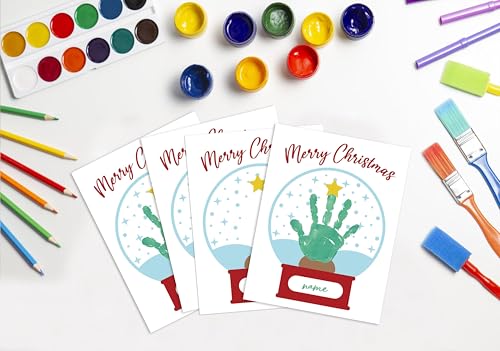 Christmas Handprint Art Cards 10-Pack - DIY Finger Paint Greeting Cards for Kids
