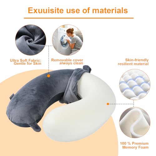 Memory Foam Travel Pillow - Ergonomic U-Shaped Neck Support