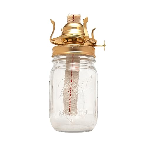 Brass Plated Mason Jar Oil Lamp Burner Replacement with Cotton Wick