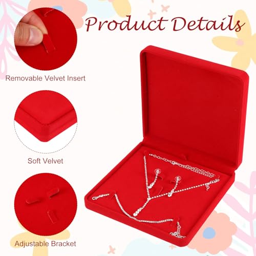 5-Piece Velvet Jewelry Gift Box Set - Wine Red Jewelry Display Case