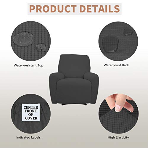 100% Waterproof Recliner Chair Cover - Soft, Leakproof Protector for Pets & Kids, Dark Gray