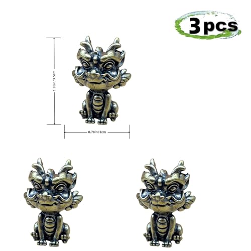 3-Piece Magnetic Brass Kylin Door Hinge Toppers Decorative Figurines