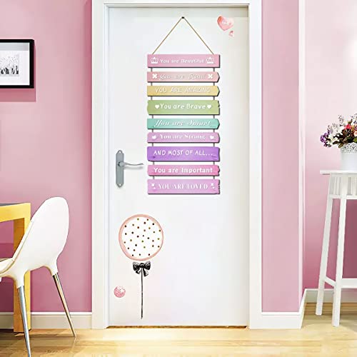 Inspirational Wooden Wall Art Hanging Plaque for Girls Bedroom Decor