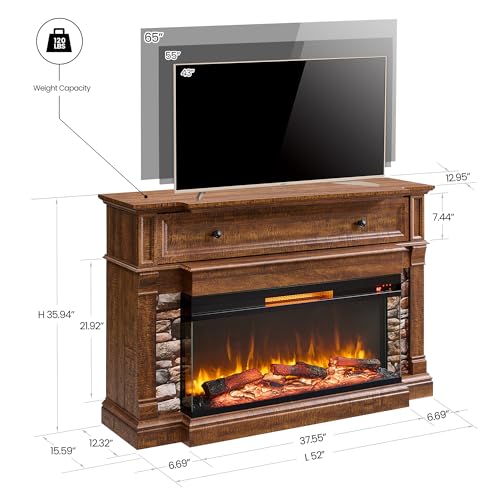52-Inch Electric Fireplace TV Stand with Mantel and Storage Cabinet