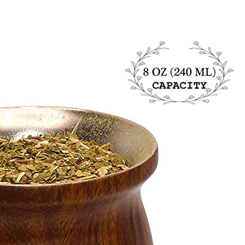 Brown Stainless Steel Yerba Mate Gourd Set with Straw & Brush - Double Walled, 8oz