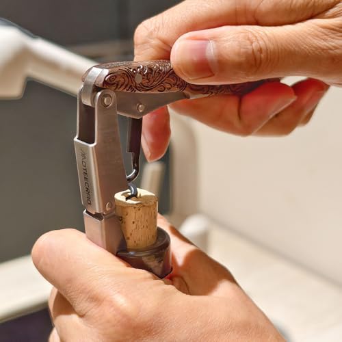 Premium Waiters Corkscrew with Walnut Wood Handle & Double Hinge - Wine & Beer Opener