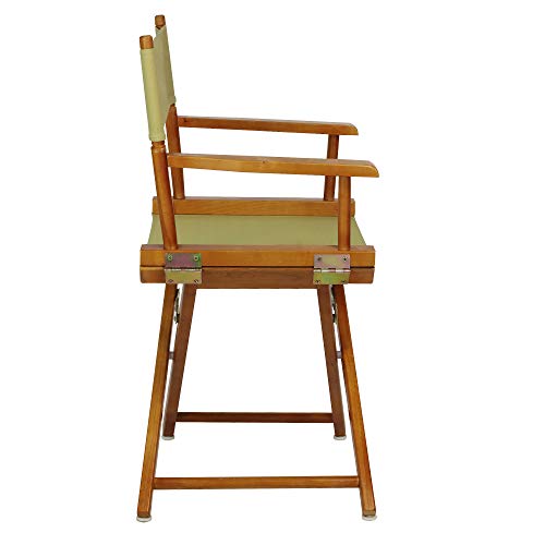 Foldable 18-Inch Director's Chair in Solid Wood with Olive Canvas
