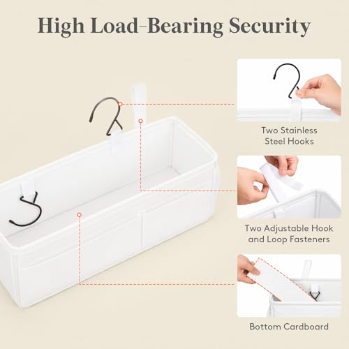 Bedside Caddy Storage Organizer with Hanging Straps for Dorm and Bunk Beds