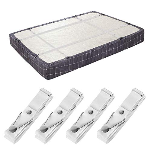 Adjustable Bed Sheet Holder Straps - Set of 4 Elastic Clips
