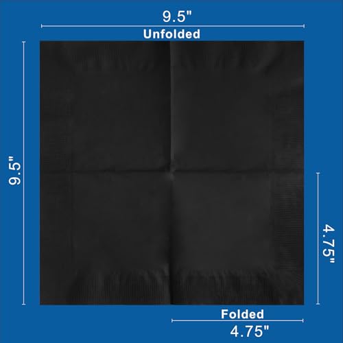 Sofkii Black Cocktail Napkins 400 Count - 4 Packs, 2-Ply, 4.75x4.75 Inch, Disposable Bar & Party Supplies