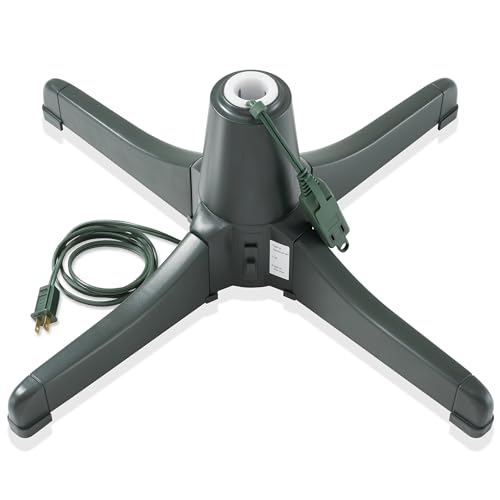 Casafield 360-Degree Rotating Christmas Tree Stand with Outlets, Adjustable for Up to 7.5 ft Artificial Tree