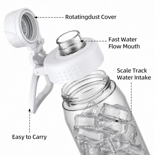 32oz Clear Water Bottle BPA-Free Plastic Leakproof Gym Hiking
