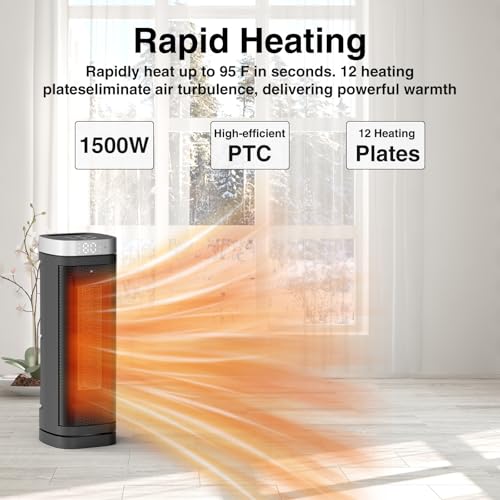 17-Inch Electric Space Heater with Thermostat, Remote and Oscillation