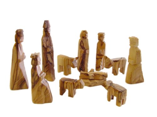 Hand-Carved Olive Wood Nativity Set - 12-Piece Bethlehem Christmas Scene