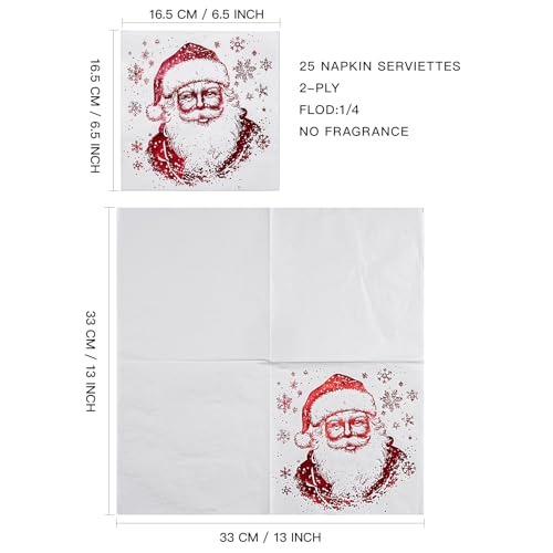 Wrapaholic 25-Pack Red Foil Santa Napkins 6.5 x 6.5in 2-Ply