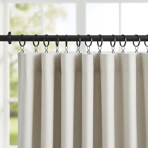 Otoolling Black 1.5 Inch Metal Curtain Rings with Eyelets Clips, Pack of 50