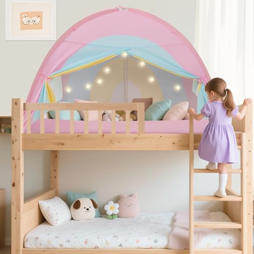 Kids Twin Bed Tent Privacy Canopy with Star Lights - Breathable Sleep Tent