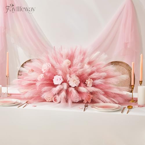 50pcs 17-inch Artificial Pampas Grass, Blush Pink Fluffy Boho Decor
