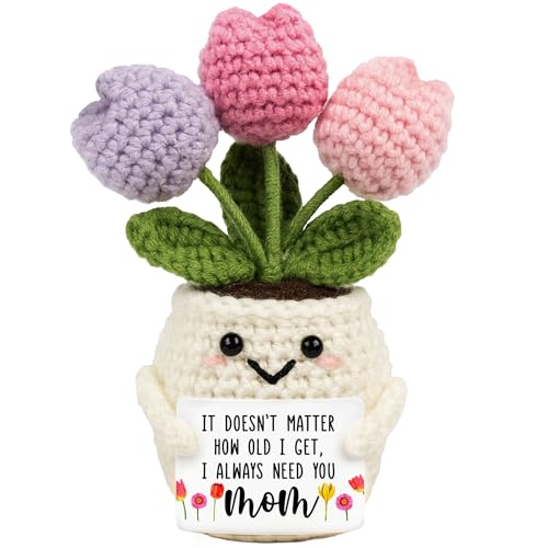 Hand-Knitted Crochet Tulip Flower Doll, Heartfelt Gift for Mom