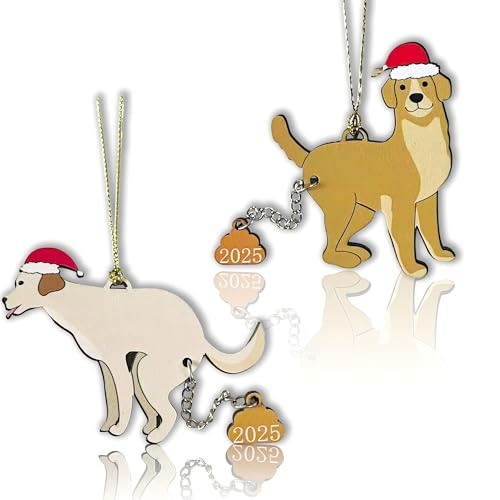 Gadluckki 2-Pack Funny Christmas Ornaments Labrador & Retriever Dog Gifts