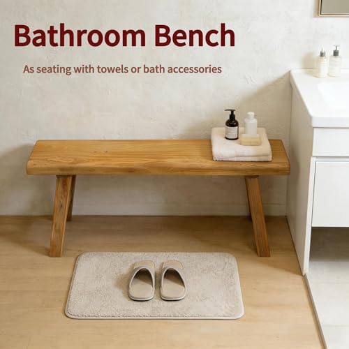 Rustic Solid Wood Entryway Bench, Narrow Farmhouse Hallway Bench 31.4 Inch
