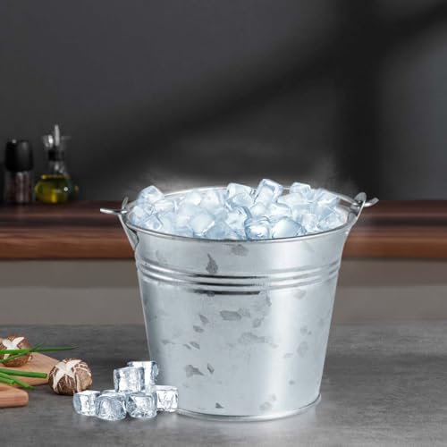 Galvanized Metal Buckets with Handles, 8-Pack - Rustic Mini Pails for Plants
