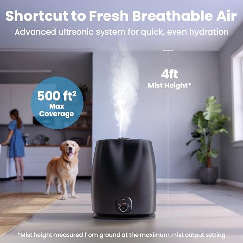6L Cool Mist Humidifier for Large Room and Bedroom, 50-Hour Runtime
