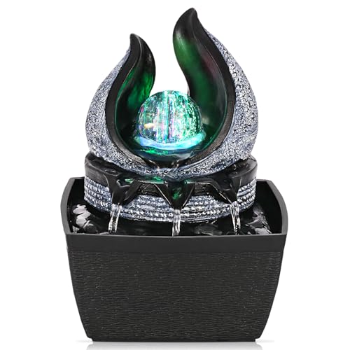 Tabletop Water Fountain with LED Rolling Ball - Zen Desktop Decor