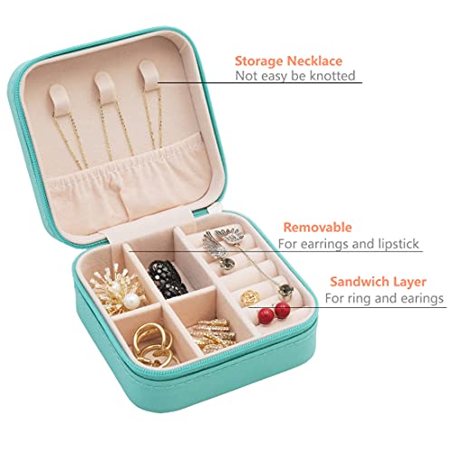 Portable Mini Jewelry Organizer Case for Travel - Blue