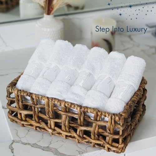 Luxury Bamboo & Turkish Cotton Face Wash Cloths Set of 6 - Soft, Absorbent & Gentle