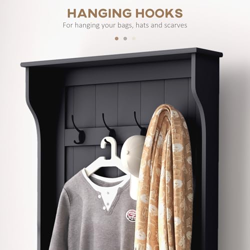3-in-1 Hall Tree with Storage Bench and Shoe Rack, Entryway Coat Rack
