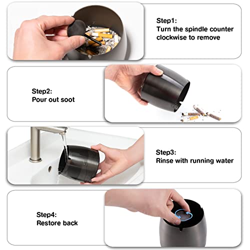 XL Stainless Steel Outdoor Ashtray with Lid - Windproof & Smokeless Design