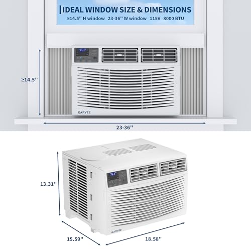 8000 BTU Window Air Conditioner Unit with Remote Control for Rooms up to 350 Sq Ft